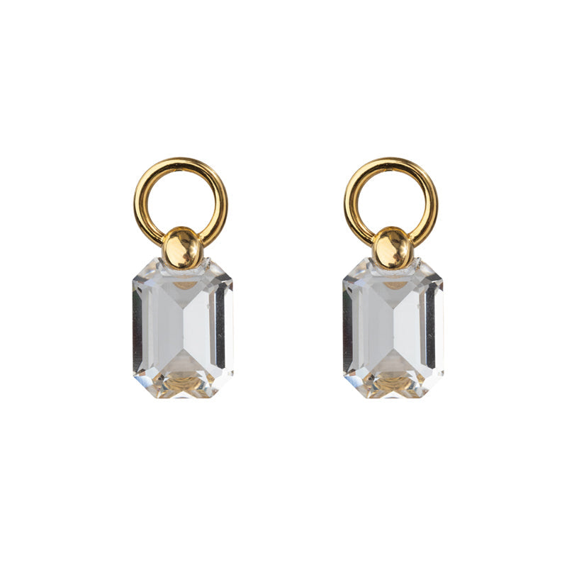 Four Corners Swarowski Cut Glass Earrings Gold