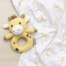 Load image into Gallery viewer, Living Textiles Jersey Swaddle &amp; Rattle Gift Set- Noah/Giraffe
