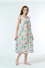 Load image into Gallery viewer, Arabella White with Floral Print Laced V Neck Nightie
