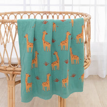 Load image into Gallery viewer, Living Textiles Whimsical Baby Blanket- Giraffe/Sage
