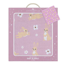 Load image into Gallery viewer, Living Textiles Whimsical Baby Blanket- Bunny/Lilac
