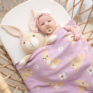 Living Textiles Whimsical Baby Blanket- Bunny/Lilac