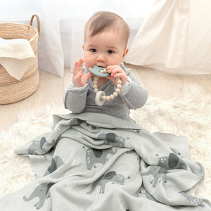 Living Textiles Whimsical Baby Blanket- Elephant/Grey