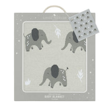 Load image into Gallery viewer, Living Textiles Whimsical Baby Blanket- Elephant/Grey
