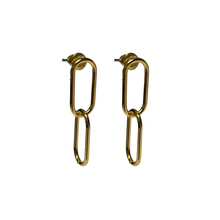 Load image into Gallery viewer, Fabuleux Vous Steel Me Paperclip Yellow Gold Earrings
