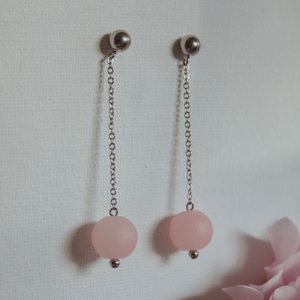 Fabuleux Vous Verre Stainless Steel Pink Earrings
