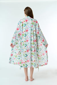 Arabella White with Floral Print Dressing Gown/Robe