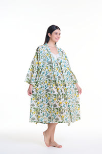 Arabella White with Lemon Print Dressing Gown/Robe