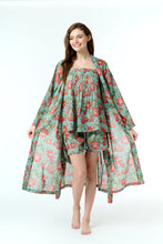 Load image into Gallery viewer, Arabella Green with Orange Print Dessing Gown/Robe

