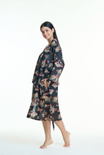 Load image into Gallery viewer, Arabella Black with Floral Dressing Gown/Robe
