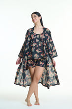 Load image into Gallery viewer, Arabella Black with Floral Dressing Gown/Robe
