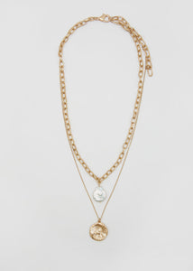 Stella & Gemma Gold Double Necklace with Pearl