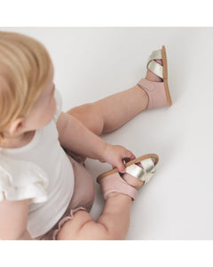 Pretty Brave Criss-Cross Sandal in Blush/Gold