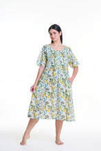 Load image into Gallery viewer, Arabella White with Lemon Print Shirred Bodice Short Sleeve Nightie
