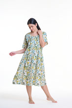 Load image into Gallery viewer, Arabella White with Lemon Print Shirred Bodice Short Sleeve Nightie
