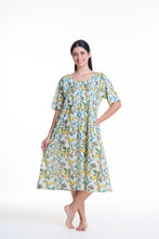 Load image into Gallery viewer, Arabella White with Lemon Print Shirred Bodice Short Sleeve Nightie
