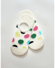 Load image into Gallery viewer, Stella &amp; Gemma No Show White with Coloured Dots Socks
