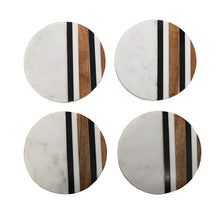 Load image into Gallery viewer, LeForge Coaster set of 4 Marble with Wood Inlay
