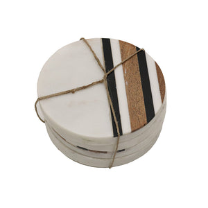 LeForge Coaster set of 4 Marble with Wood Inlay