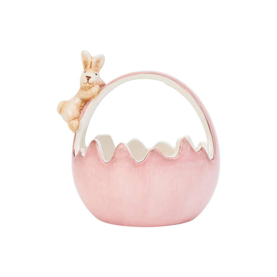 Annabel Trends Easter Ceramic Bunny Basket Small Pink