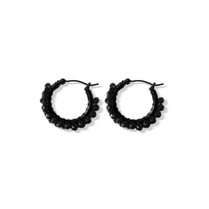 Fabuleux Vous Steel Me Black Stone Black Wire Black Hoop Earring 20mm