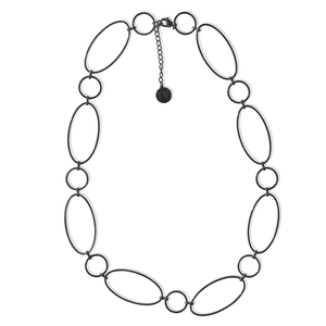 Fabuleux Vous Steel Me Super Link SS Black Necklace 50cm