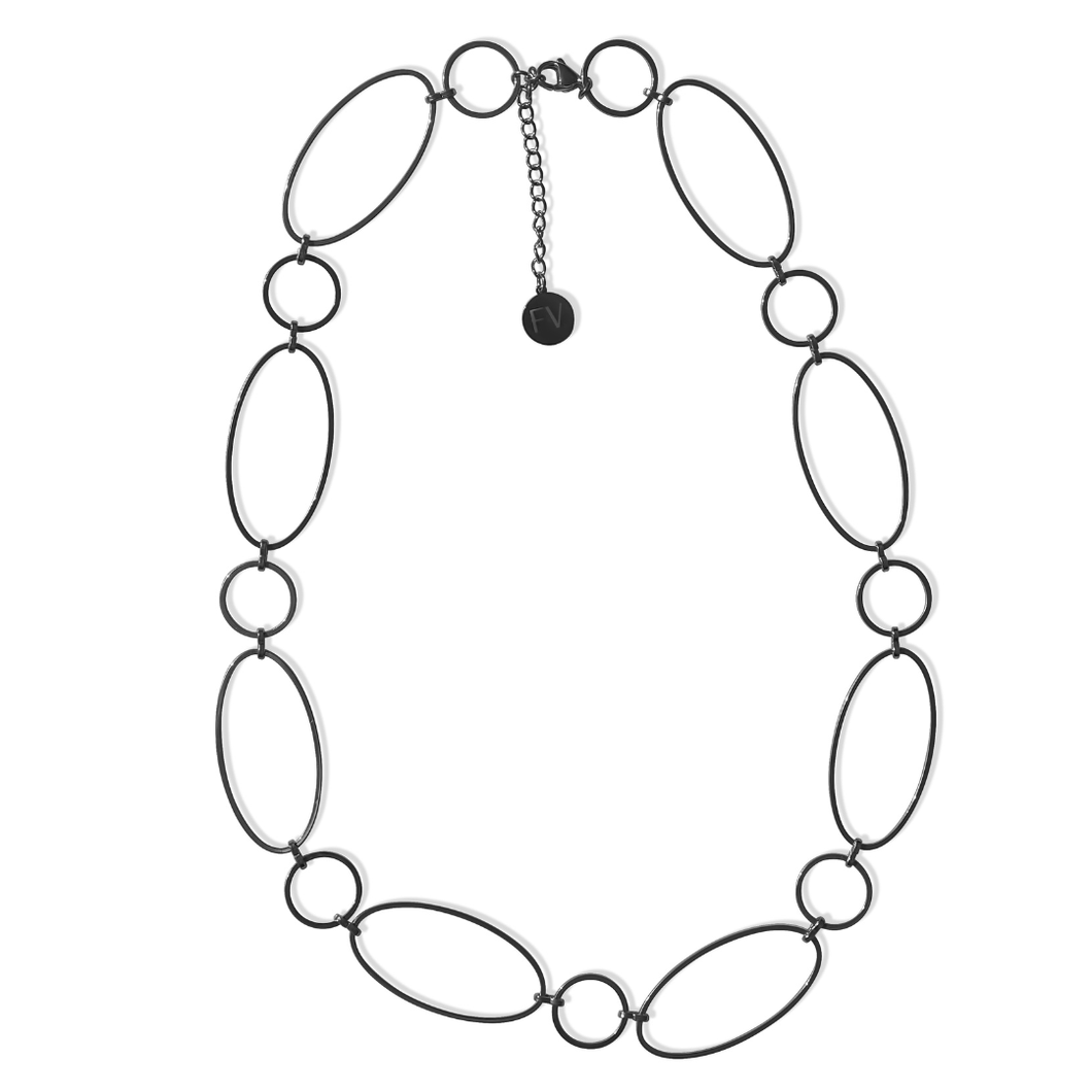 Fabuleux Vous Steel Me Super Link SS Black Necklace 50cm