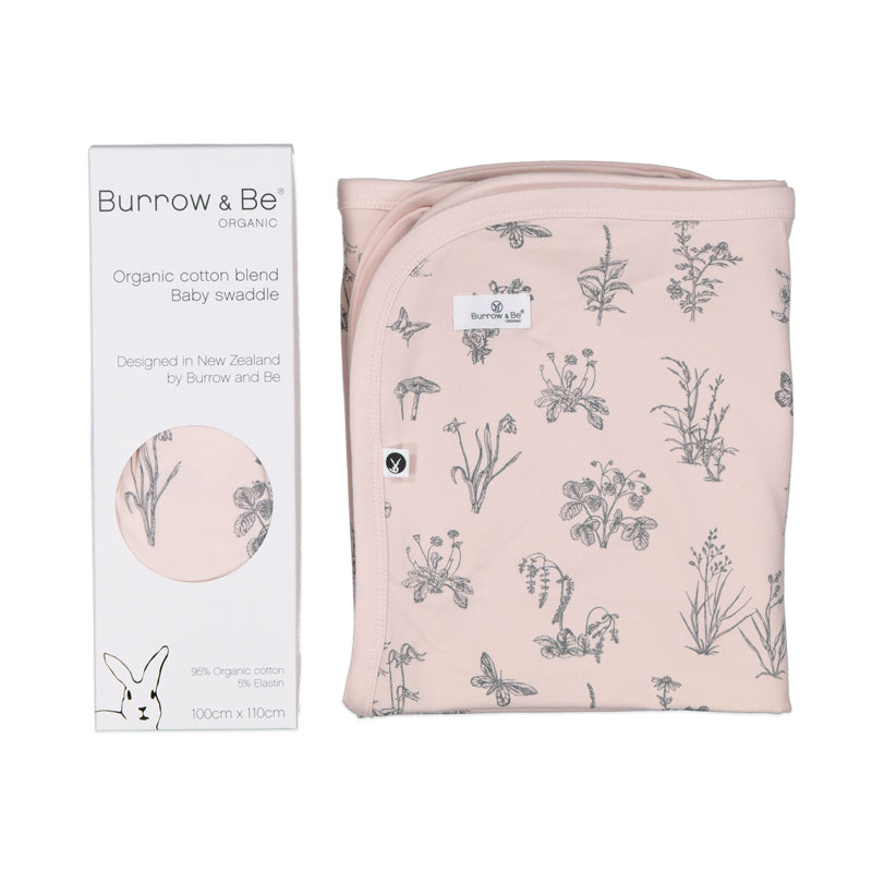 Burrow and Be Baby Swaddle- Blush Meadow