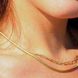 Fabuleux Vous Steel Me Snake Chain Yellow Gold Necklace 40cm