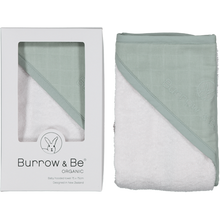 Load image into Gallery viewer, Burrow &amp; Be Baby Hooded Towel- Sage
