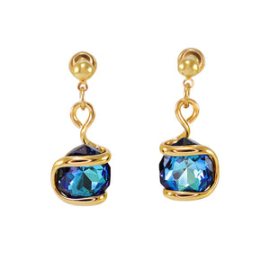 Simply Italian Blue Crsytal Stud Drop Earrings