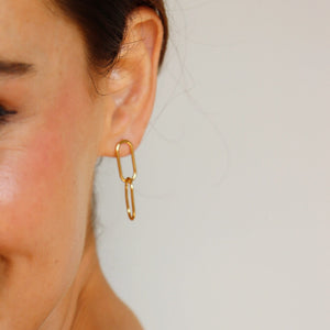 Fabuleux Vous Steel Me Paperclip Yellow Gold Earrings