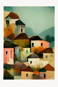 Italian Village Print by Treechild 60x40cm