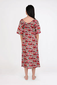 Arabella Shirred Bodice Short Sleeve Nightie- Floral 4