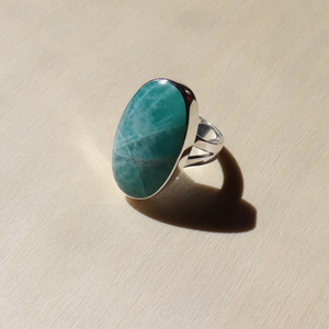 Fabuleux Vous La Stele Amazonite Sterling Silver Oval Ring