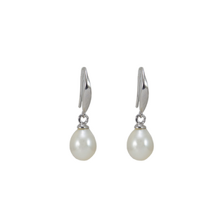 Simply Italian White Pearl & Silver Drop Earrings