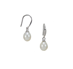 Simply Italian White Pearl & Silver Drop Earrings