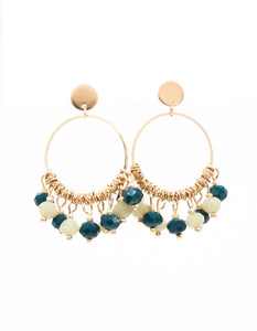 Stella & Gemma Gold Hoops with Emerald Beads Earrings