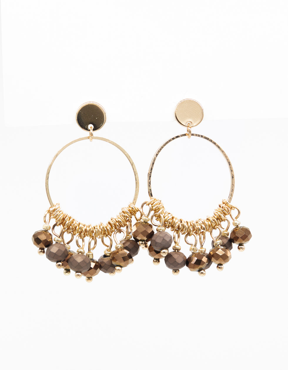Stella & Gemma Gold Hoops with Bronze Beads