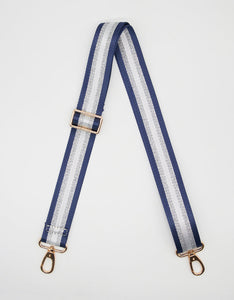 Stella & Gemma Bag Strap Navy and Silver Stripe