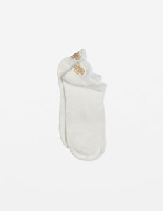 Stella & Gemma White Ankle Socks with Gold Embroided Bow