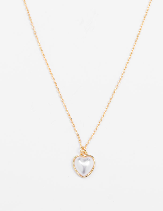 Stella & Gemma Gold Encased Pearl Heart Necklace