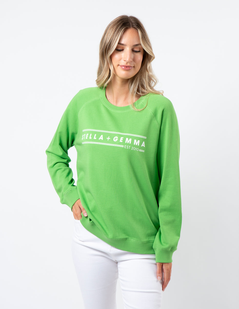 Stella & Gemma Classic Sweater- Pear S&G Logo