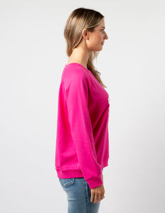 Stella & Gemma Classic Sweater- Neon Pink with Bow