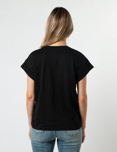 Stella & Gemma Cuff Sleeve T-Shirt Black NYC