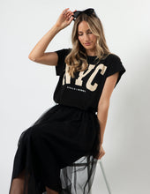 Load image into Gallery viewer, Stella &amp; Gemma Cuff Sleeve T-Shirt Black NYC
