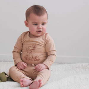 Burrow and Be Baxter Long Sleeve Bodysuit- Latte