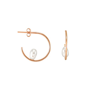 Simply Italian Single Pearl Hoop Earrings