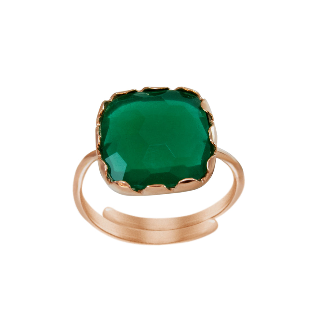 Simply Italian Green Square Gemstone Ring