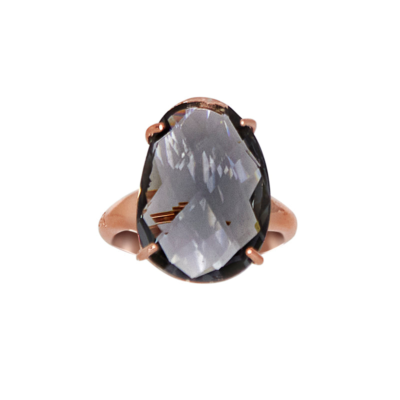 Simply Italian Grey Oval Crystal Ring